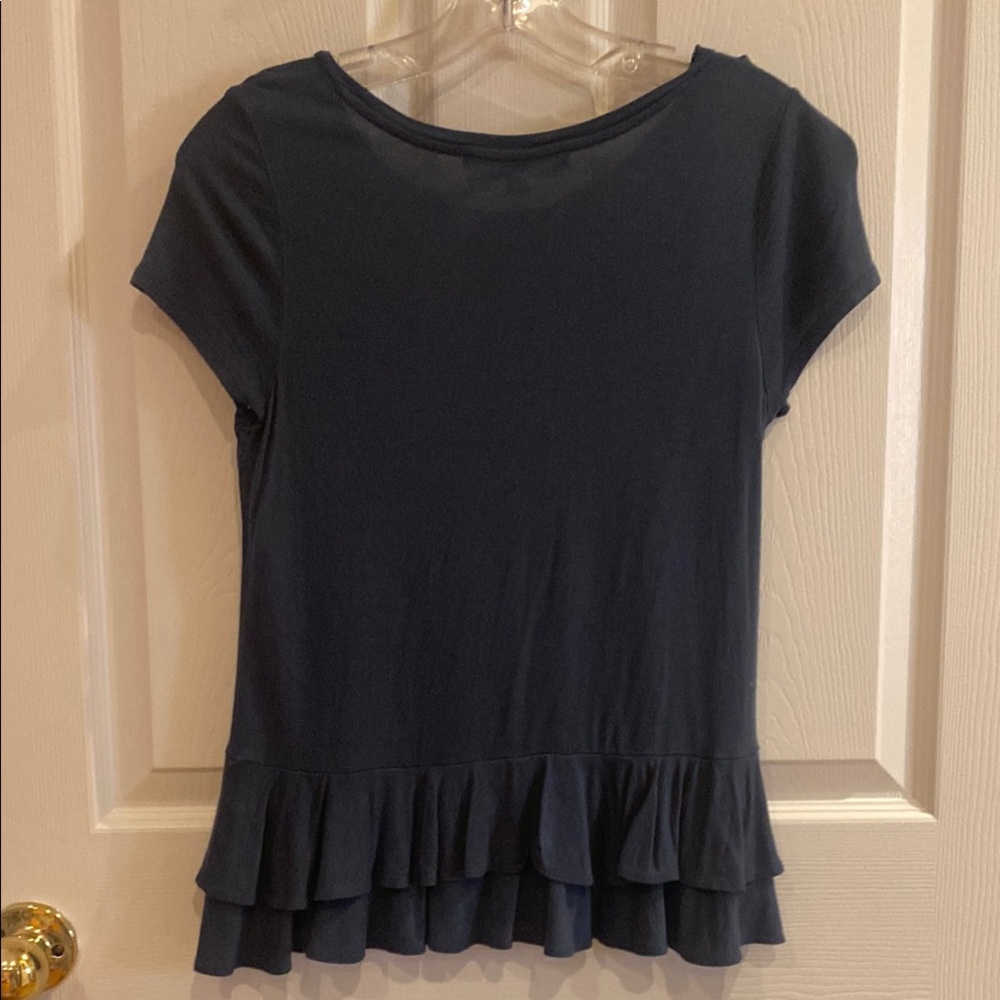 LOFT Teal Ruffle Hem Top - Picture 4 of 5